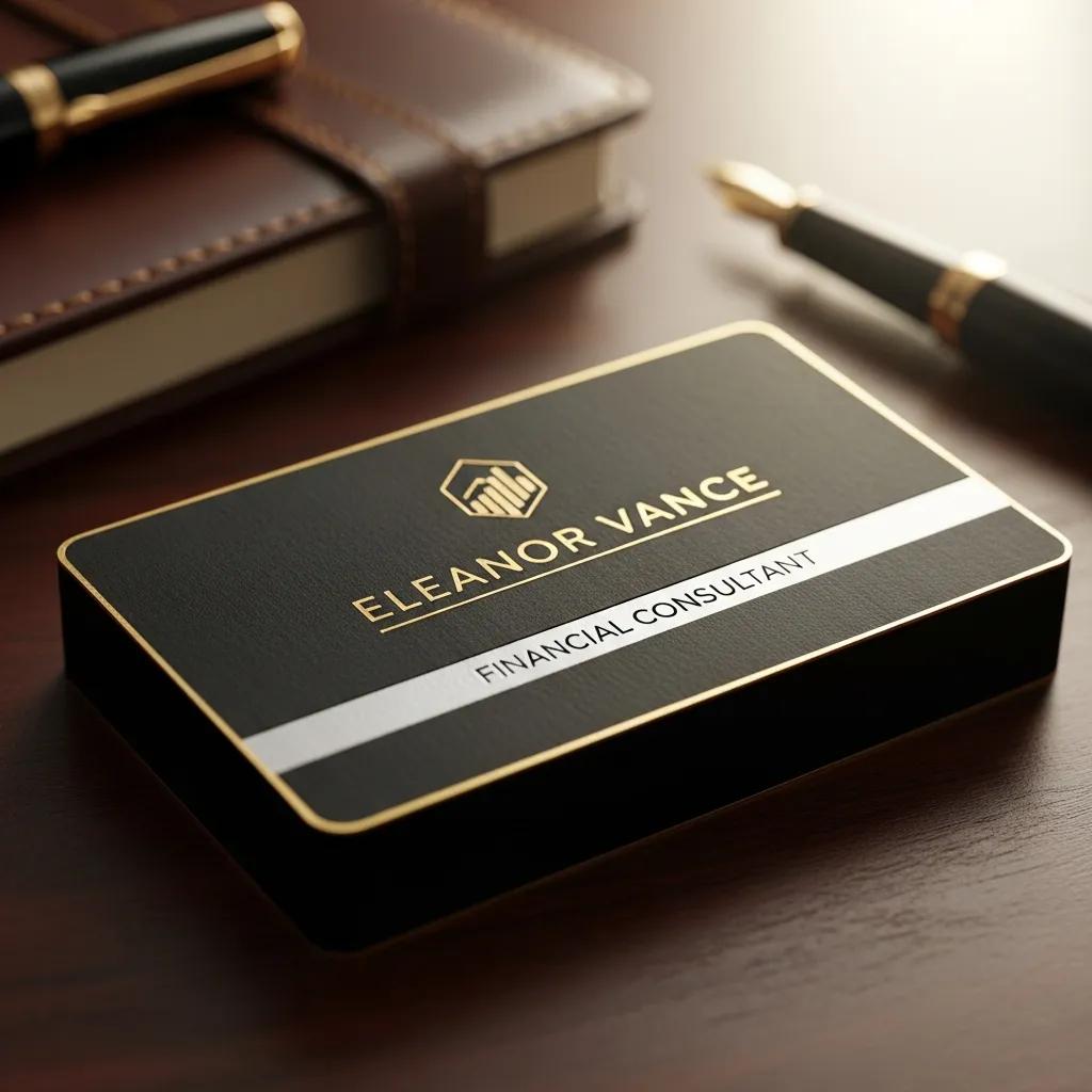Premium business card showcasing unique design features like embossing and foil stamping